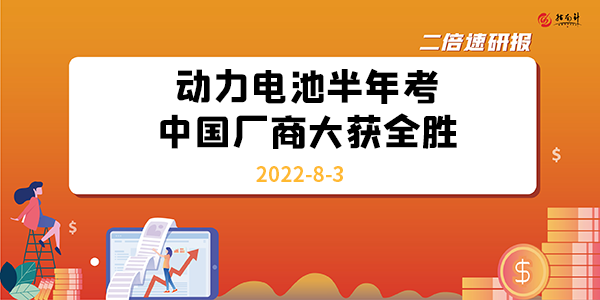 《二倍速研报》动力电池半年考，中国厂商大获全胜