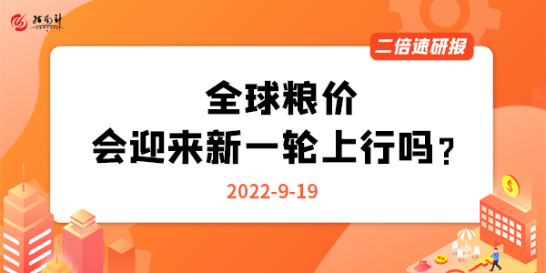 《二倍速研报》全球粮价会迎来新一轮上行吗？