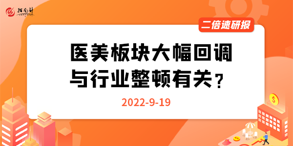 《二倍速研报》医美板块大幅回调，与行业整顿有关？