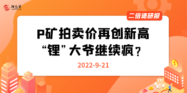 《二倍速研报》P矿拍卖价再创新高，“锂”大爷继续疯？