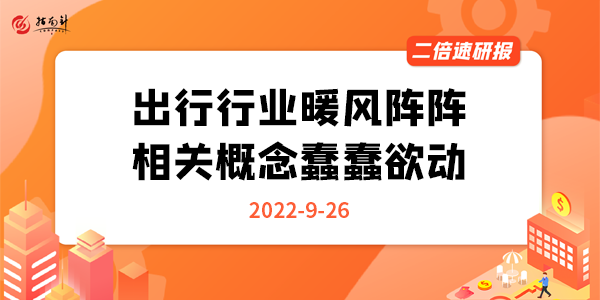 《二倍速研报》出行行业暖风阵阵，相关概念蠢蠢欲动