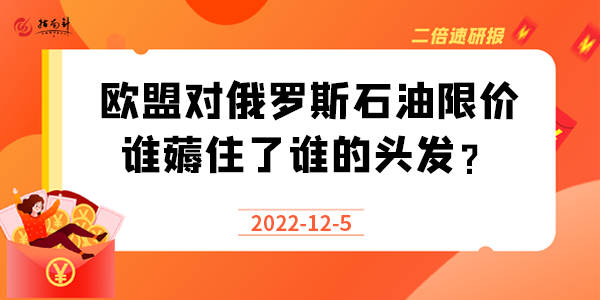 《二倍速研报》欧盟对俄罗斯石油限价,谁薅住了谁的头发？