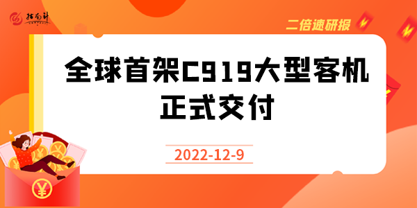 《二倍速研报》全球首架C919大型客机正式交付！