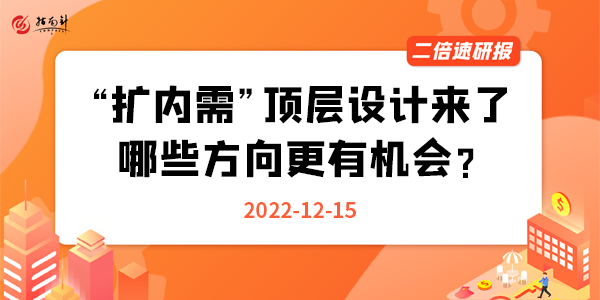 《二倍速研报》“扩内需”顶层设计来了！哪些方向更有机会？