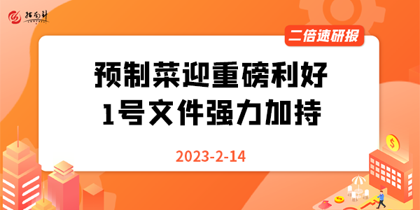 《二倍速研报》预制菜迎重磅利好！1号文件强力加持